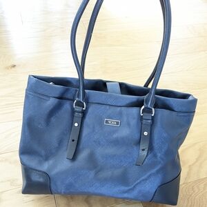 TUMI Palermo blue textured leather tote computer travel bag